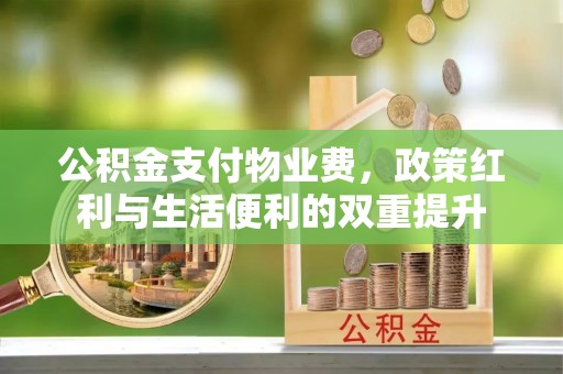 莆田公积金支付物业费，政策红利与生活便利的双重提升